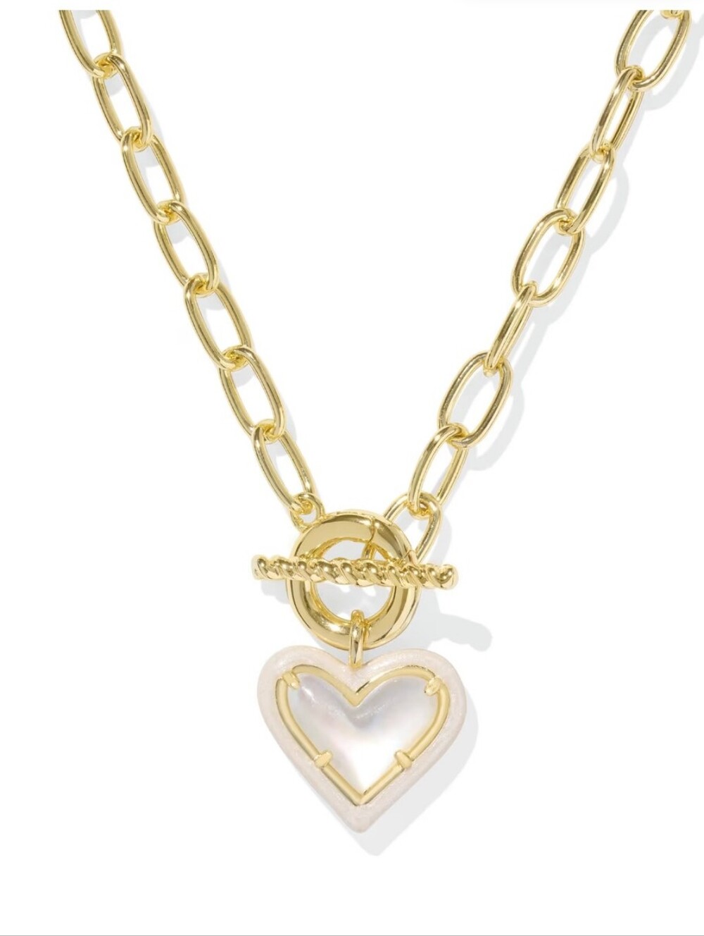 KENDRA SCOTT NWT Ari Heart Gold Enamel Frame Link & Chain Necklace